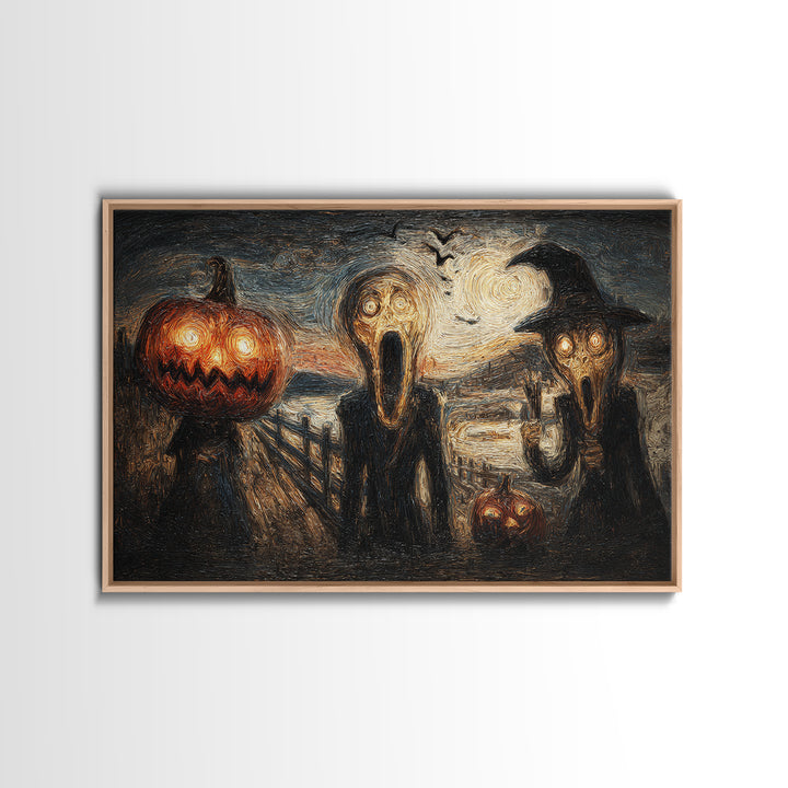 Halloween On Another Planet, Expressionist Gothic Art, Landscape Wall Art, Gothic Horror Wall Art, Framed Canvas Print, Halloween Wall Art
