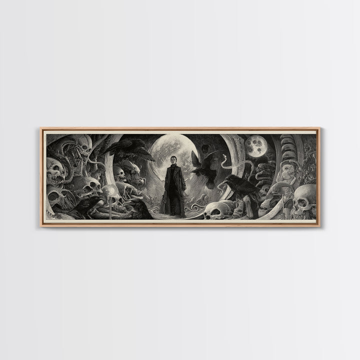 Halloween On Another Planet, Biomechanical Horror Art, Extra Wide Wall Art, Gothic Horror Wall Art, Canvas Print, Halloween Wall Art