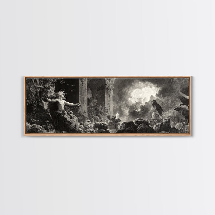 The Personification Of October, Gothic Engraving Art, Extra Wide Wall Art, Dark Halloween Decor, Canvas Print, Halloween Wall Art