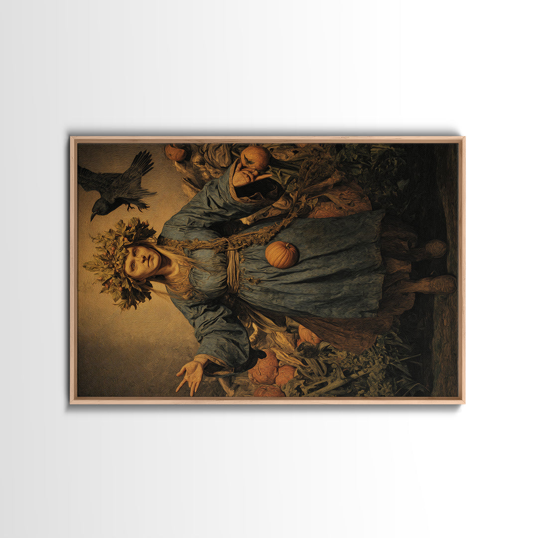 The Personification Of October, Medieval Grotesque Art, Landscape Wall Art, Gothic Horror Wall Art, Framed Canvas Print