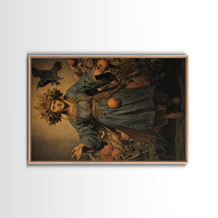 The Personification Of October, Medieval Grotesque Art, Landscape Wall Art, Gothic Horror Wall Art, Framed Canvas Print