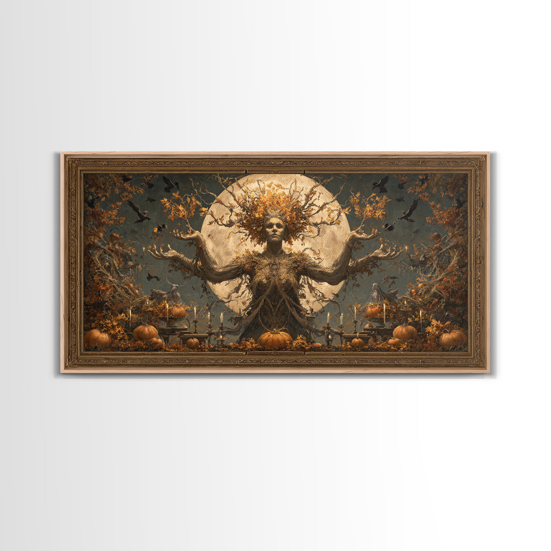 The Personification Of October, Apocalyptic Romantic Art, Wide Panoramic Art, Gothic Horror Wall Art, Canvas Print, Halloween Wall Art