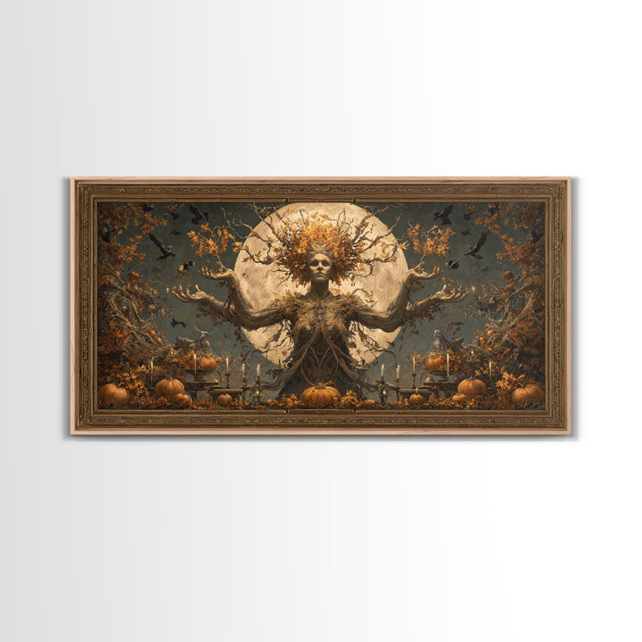 The Personification Of October, Apocalyptic Romantic Art, Wide Panoramic Art, Gothic Horror Wall Art, Canvas Print, Halloween Wall Art