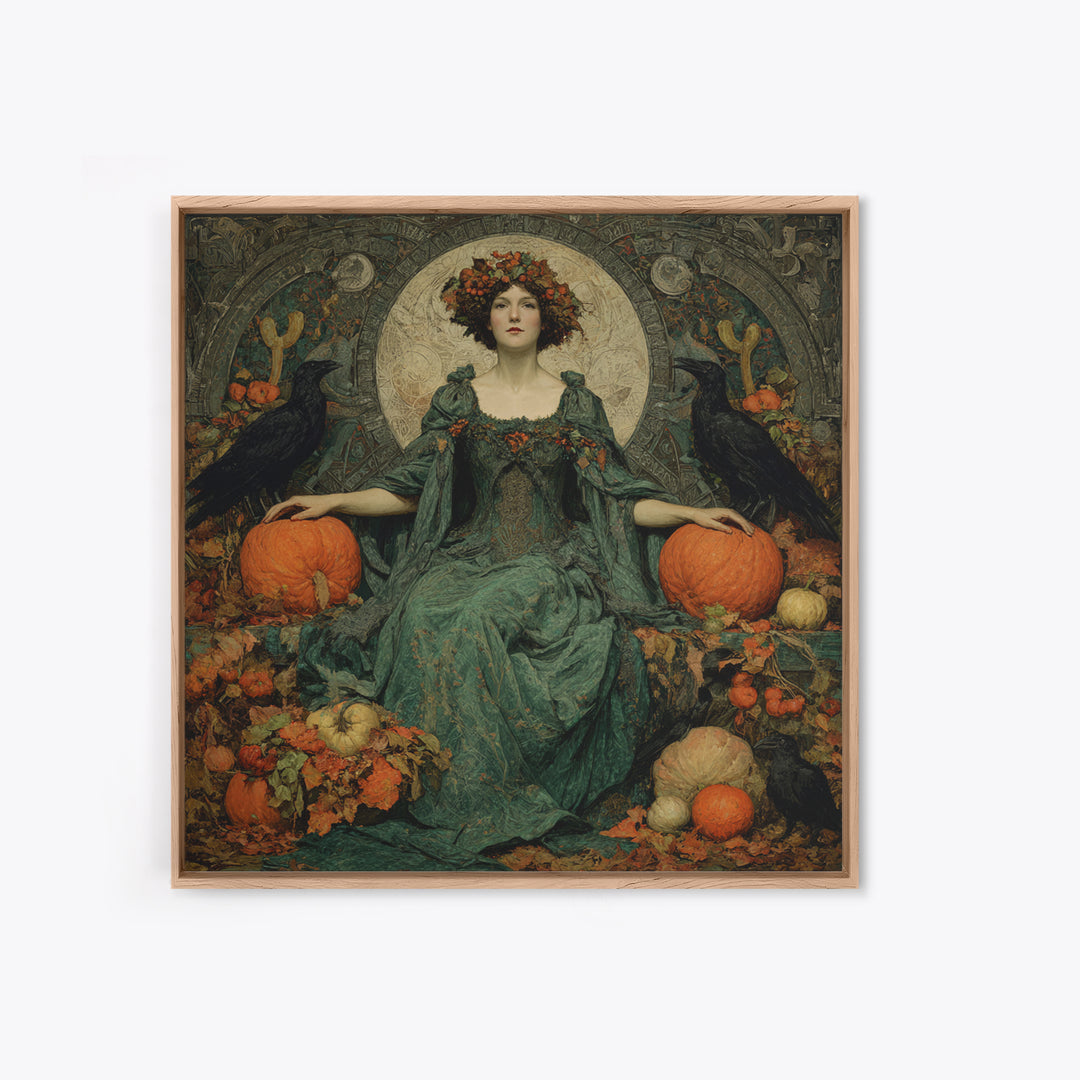 The Personification Of October, Dark Symbolist Art, Square Wall Art, Dark Fantasy Wall Art, Framed Canvas Print, Gothic Home Decor