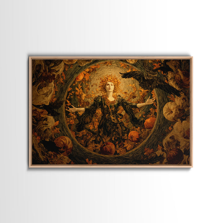The Personification Of October, Expressionist Gothic Art, Landscape Wall Art, Dark Halloween Decor, Framed Canvas Print, Halloween Wall Art