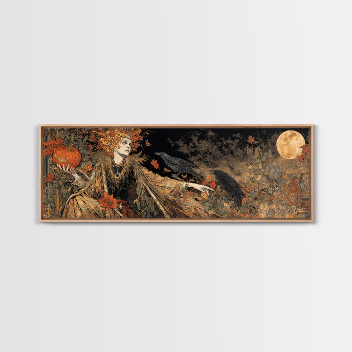 The Personification Of October, Stained Glass Gothic Art, Extra Wide Wall Art, Dark Fantasy Wall Art, Framed Canvas Print