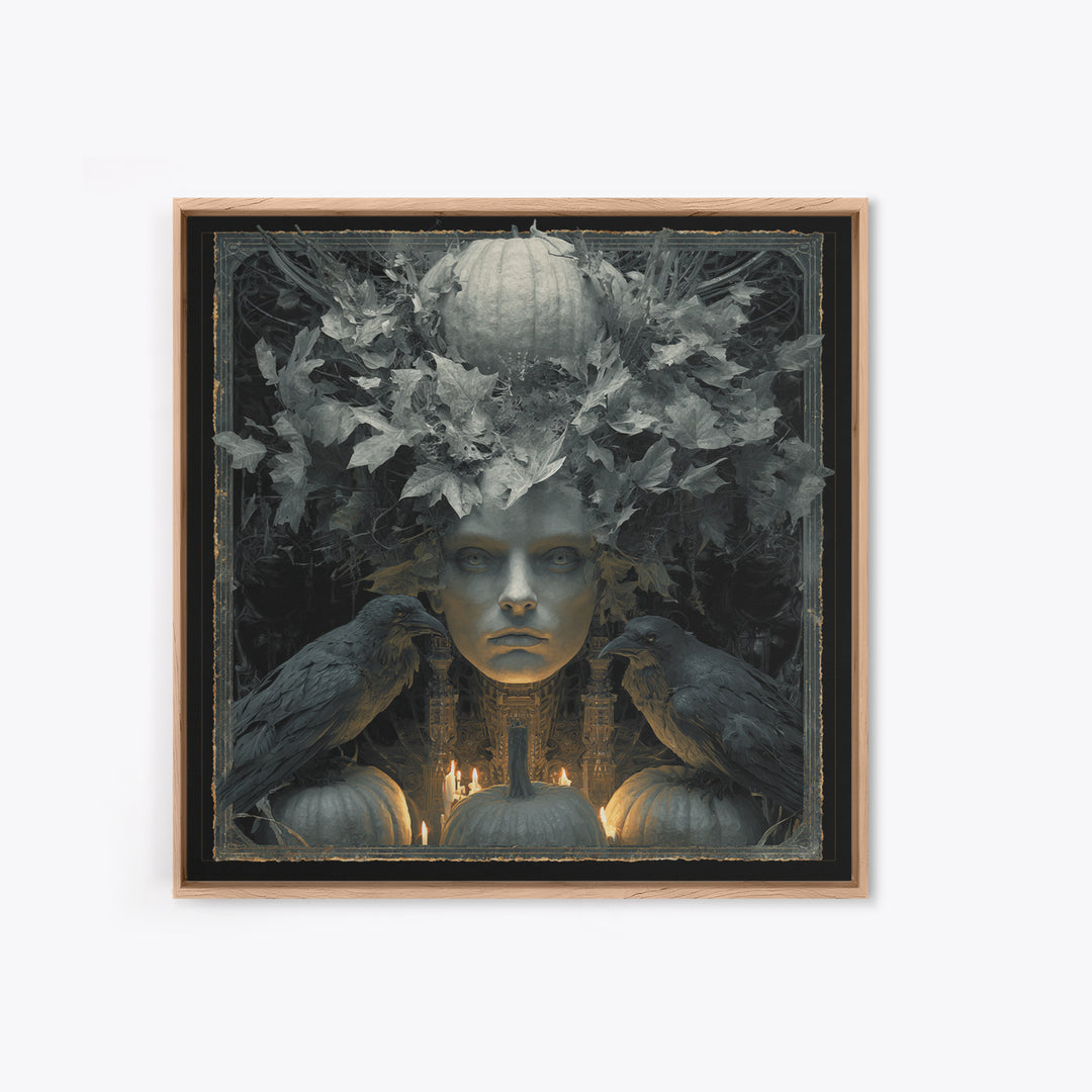 The Personification Of October, Biomechanical Horror Art, Square Wall Art, Dark Halloween Decor, Canvas Print, Halloween Wall Art