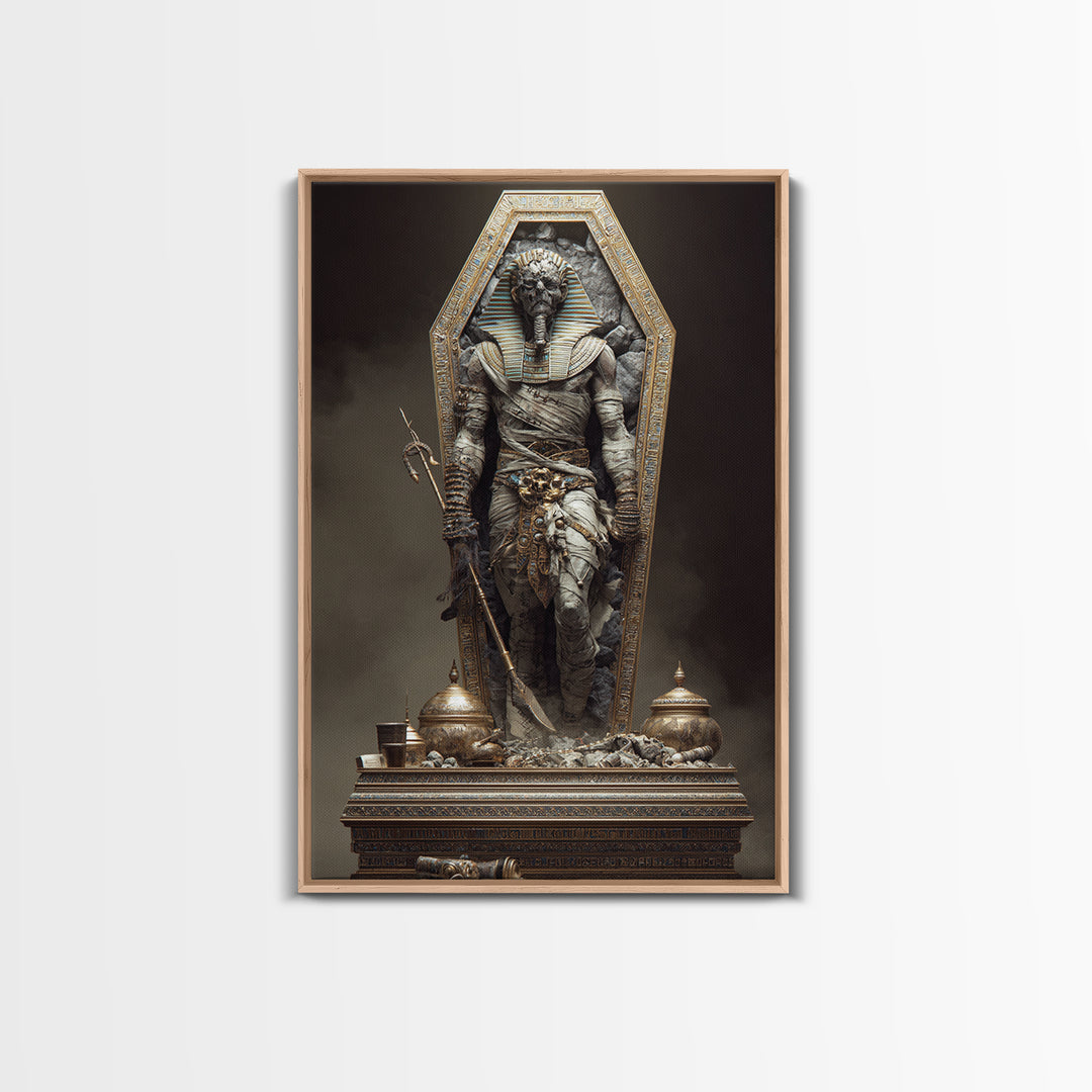 The Pharaoh Of Dustbound Silence, Gothic Engraving Art, Vertical Wall Art, Gothic Horror Wall Art, Canvas Print, Halloween Wall Art