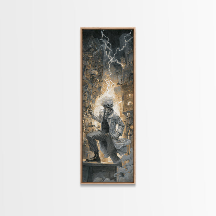 Doctor Vesper'S Resurrection Engine, Gothic Engraving Art, Tall Narrow Wall Art, Dark Fantasy Wall Art, Framed Canvas Print