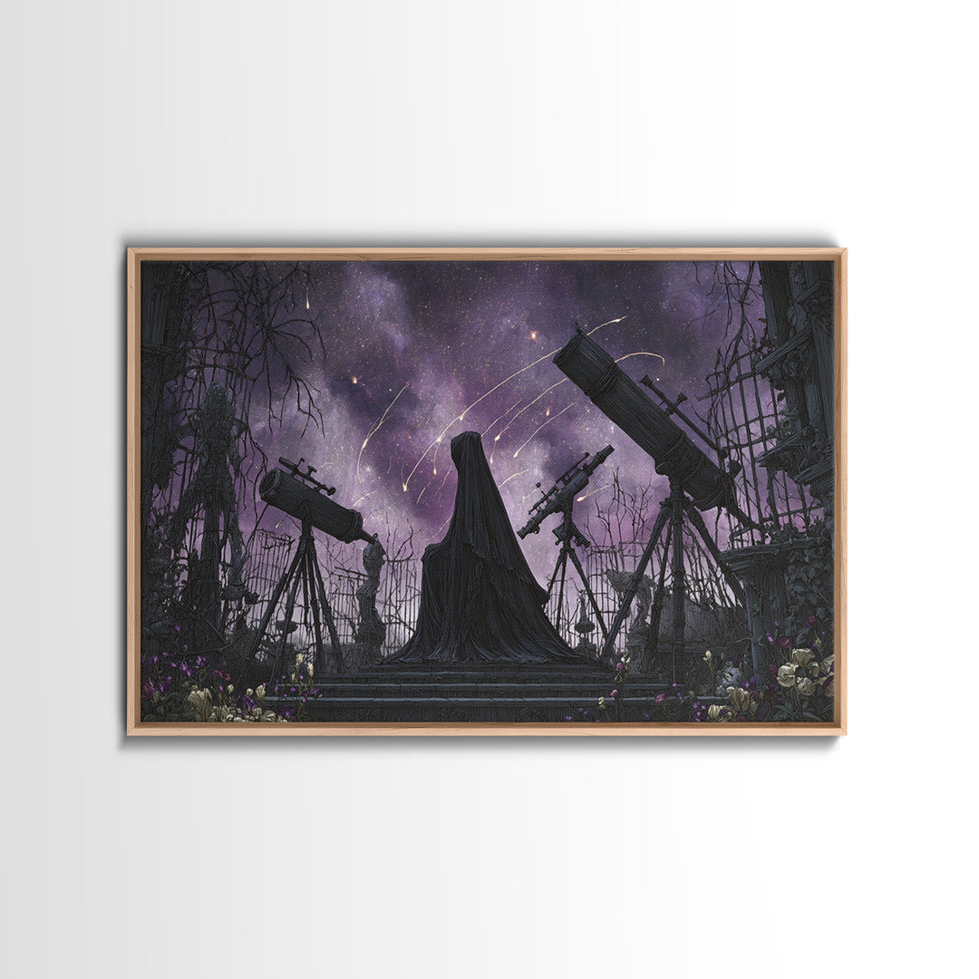 The Widow Of The Whispering Comet, Expressionist Nightmare Art, Landscape Wall Art, Macabre Wall Art, Canvas Print, Halloween Wall Art