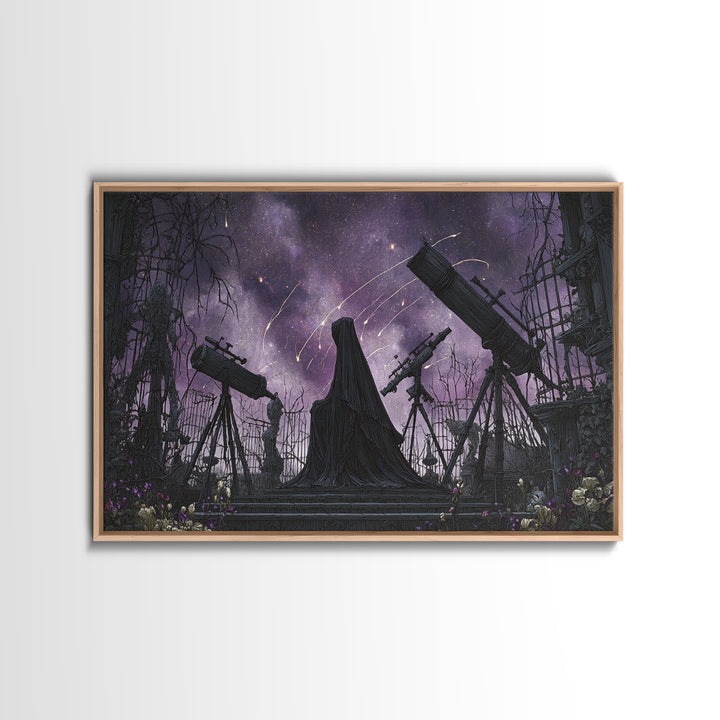 The Widow Of The Whispering Comet, Expressionist Nightmare Art, Landscape Wall Art, Macabre Wall Art, Canvas Print, Halloween Wall Art