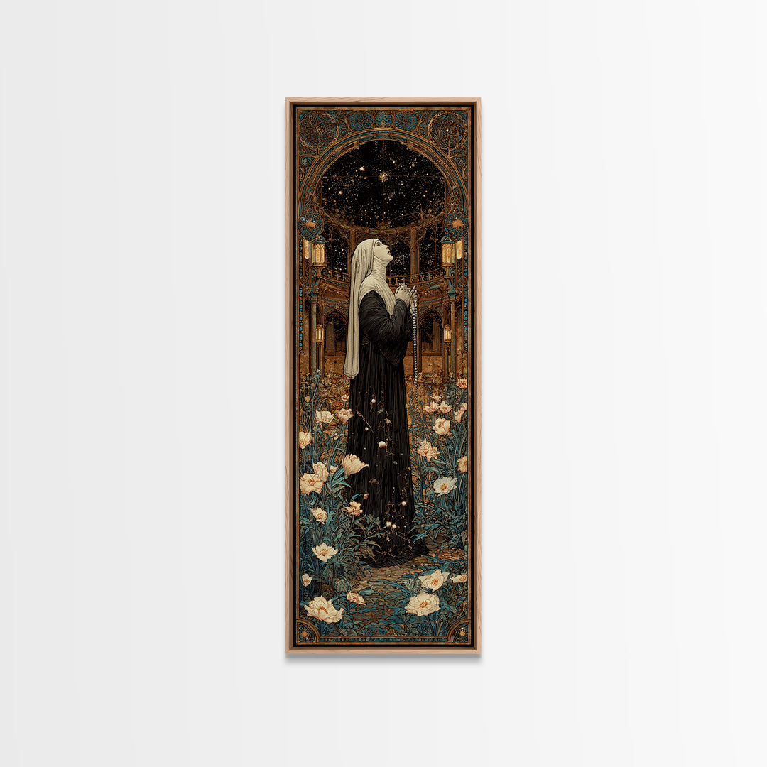 The Nun Of The Endless Constellation, Stained Glass Gothic Art, Tall Narrow Wall Art, Gothic Horror Wall Art, Canvas Print