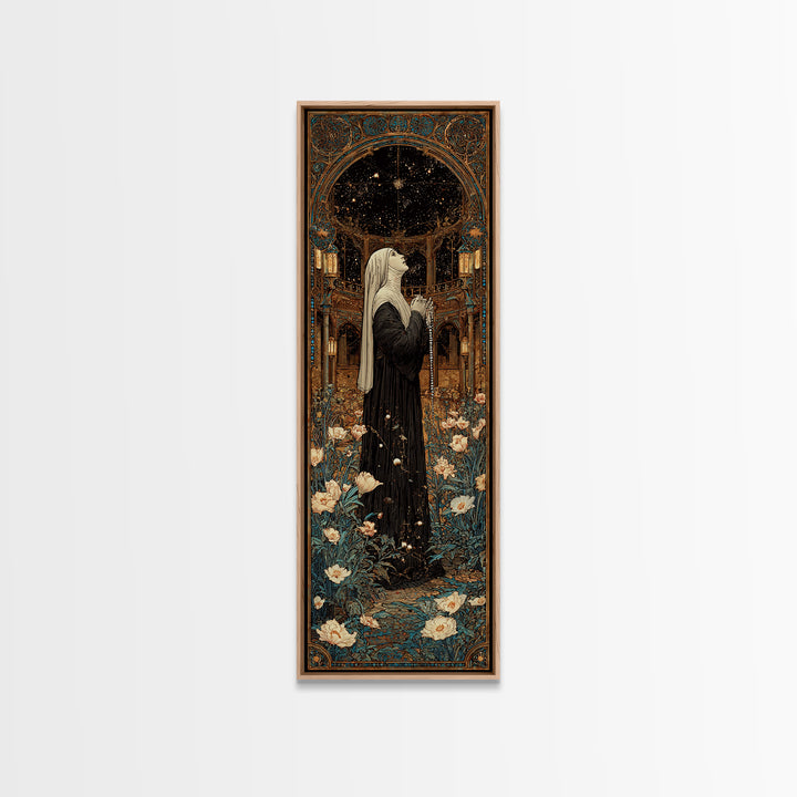 The Nun Of The Endless Constellation, Stained Glass Gothic Art, Tall Narrow Wall Art, Gothic Horror Wall Art, Canvas Print