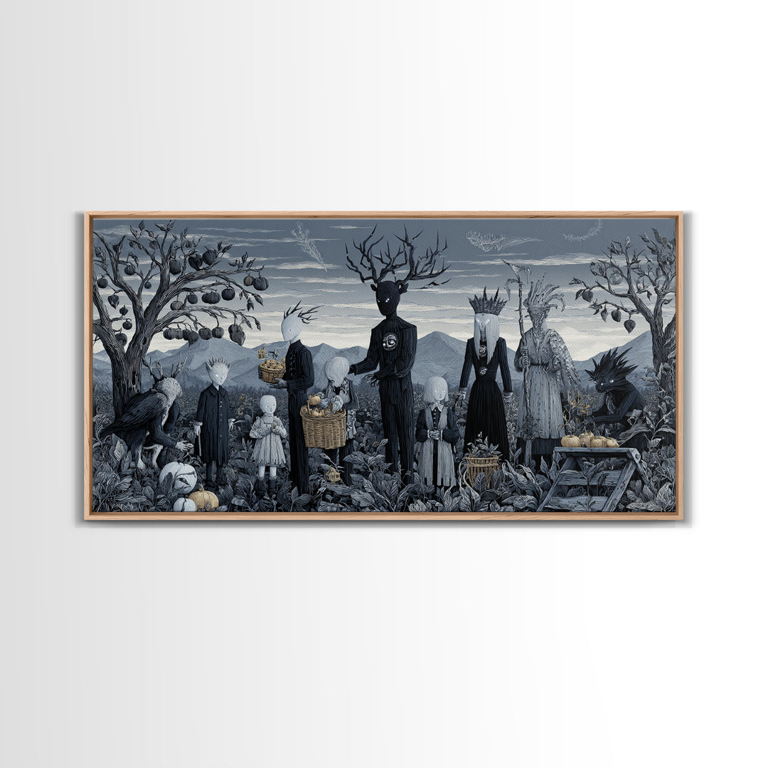 The Children Of The Star Orchard, Symbolist Dream Art, Wide Panoramic Art, Macabre Wall Art, Canvas Print, Halloween Wall Art