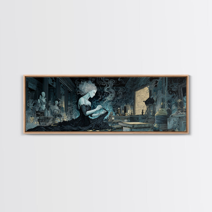 The Seamstress Of Living Nebulae, Expressionist Nightmare Art, Extra Wide Wall Art, Eldritch Wall Decor, Framed Canvas Print