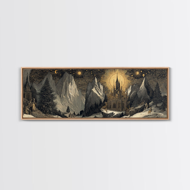 The Candelit Ark Of Forgotten Stars, Gothic Storybook Art, Extra Wide Wall Art, Macabre Wall Art, Canvas Print, Halloween Wall Art