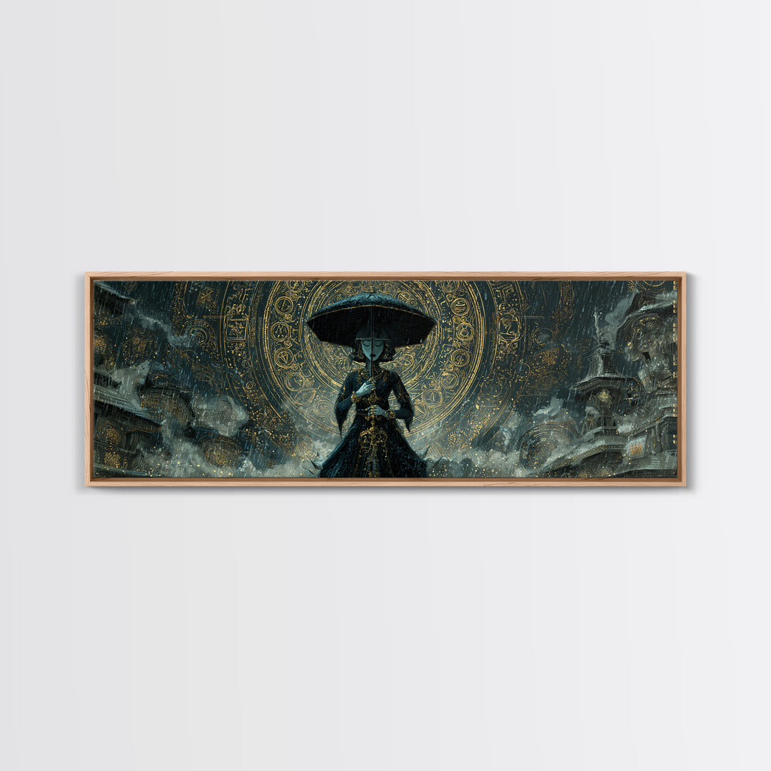 The Umbrella Of The Outer Rain, Ornate Symbolist Art, Extra Wide Wall Art, Eldritch Wall Decor, Framed Canvas Print