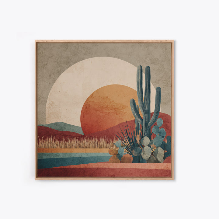 Desert Moon over Rolling Sand Canvas Print, Desert Art, Digital Download Art, Southwestern Decor, Desert, Minimalist Decor, DES-1x1-10