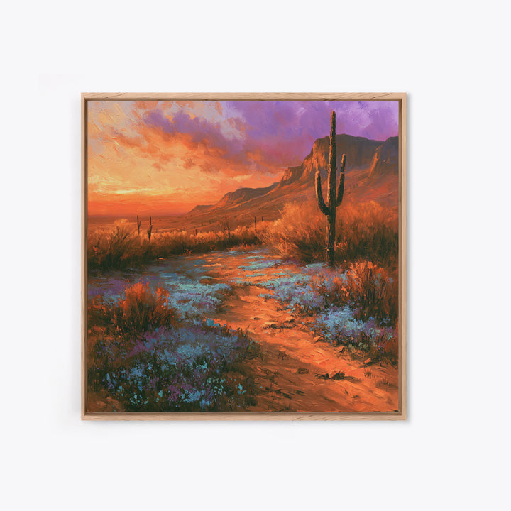 Desert Wildflowers After Spring Rain Framed Canvas Print, Desert Art, Nature Wall Art, Southwestern Decor, Fine Art, Desert, DES-1x1-100