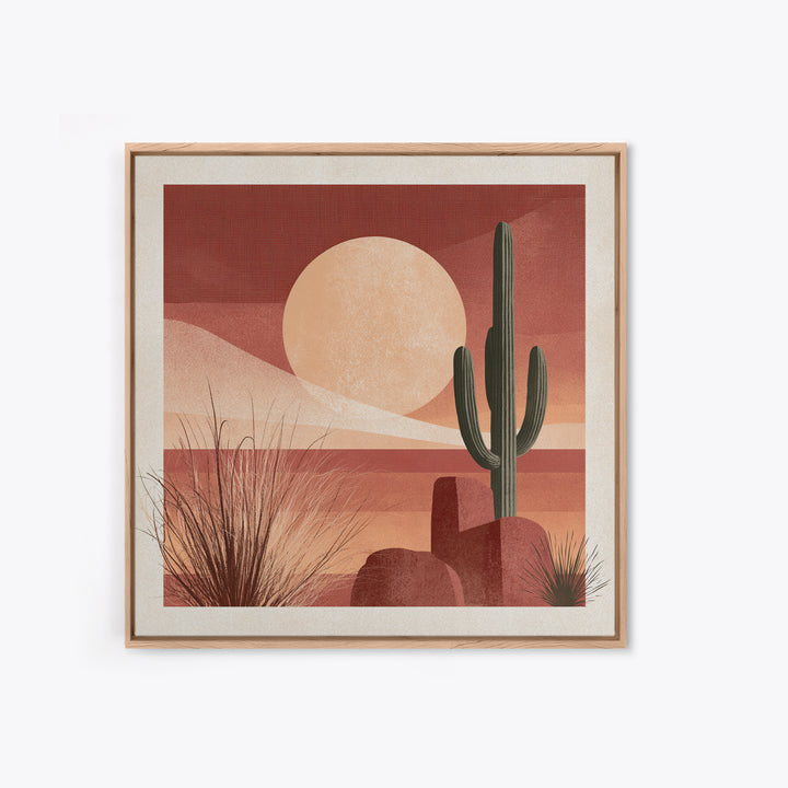 Minimal Beige Sun Canvas Print, Desert Art, Landscape Art, Southwestern Decor, Fine Art, Desert, Art Print, Textured Painting, DES-1x1-22