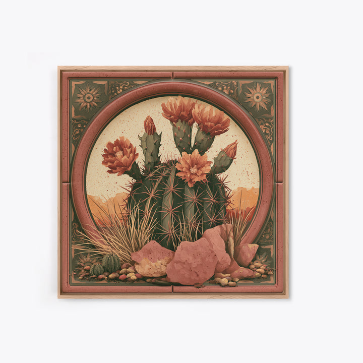 Cactus Botanical Plate Framed Canvas Print, Desert Art, Gallery Decor, Southwestern Decor, Fine Art, Desert, Home Decor, DES-1x1-32