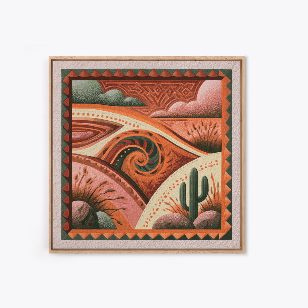 Wind Carved Dune Patterns from Above Framed Canvas Print, Desert Art, Boho, Southwestern Decor, Watercolor Art, Desert, DES-1x1-44