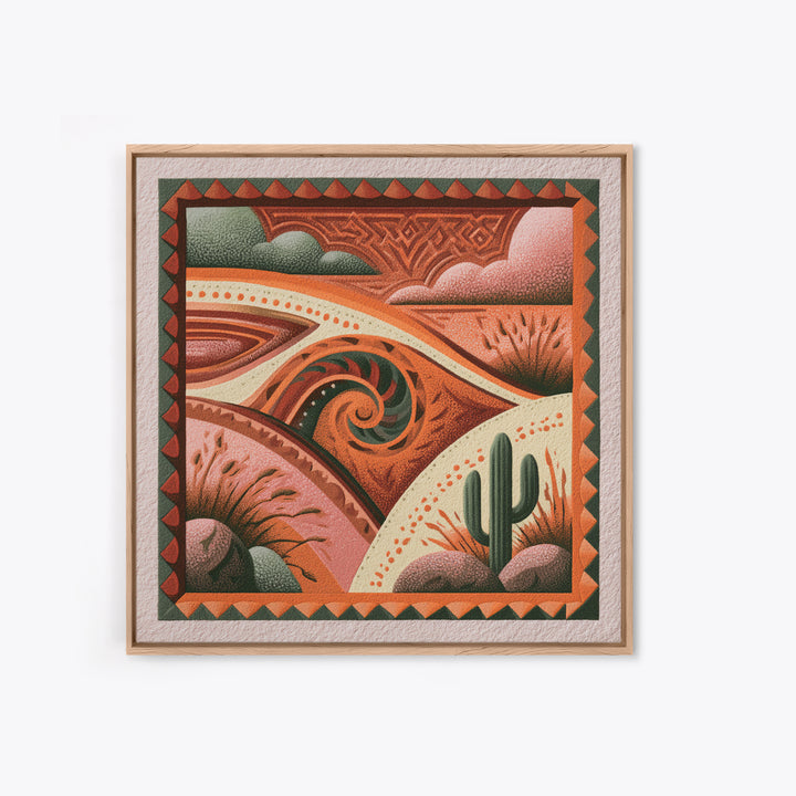Wind Carved Dune Patterns from Above Framed Canvas Print, Desert Art, Boho, Southwestern Decor, Watercolor Art, Desert, DES-1x1-44