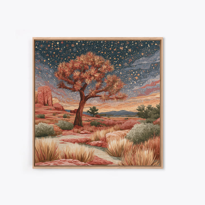 Joshua Tree under Star Filled Night Canvas Print, Desert Art, Modern Decor, Southwestern Decor, Fine Art, Desert, Room Decor, DES-1x1-54