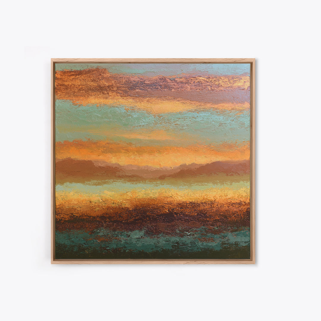 Abstract Heatwave Horizon Framed Canvas Print, Desert Art, Contemporary Art, Southwestern Decor, Fine Art, Desert, Original Art, DES-1x1-61