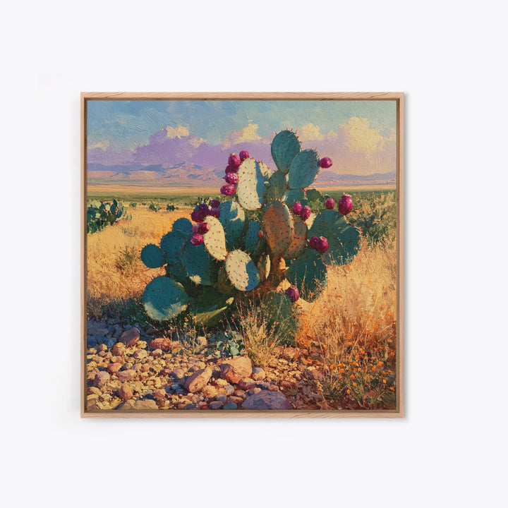 Prickly Pear Cactus Framed Canvas Print, Desert Art, Statement Artwork, Southwestern Decor, Fine Art, Desert, DES-1x1-67