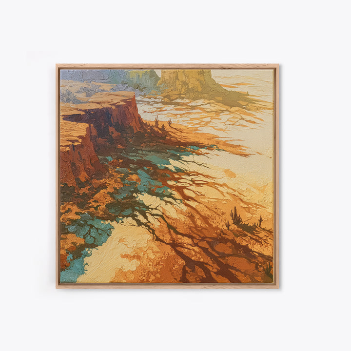 Wind Carved Dune Patterns from Above Framed Canvas Print, Desert Art, Western Wall Art, Southwestern Decor, Oil Painting, DES-1x1-68