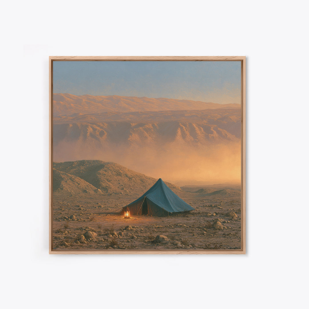 Moroccan Desert Tent Framed Canvas Print, Desert Art, Textured Painting, Southwestern Decor, Oil Painting, Desert, DES-1x1-83