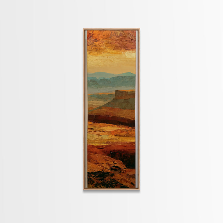 Abstract Mesa Landscape Framed Canvas Print, Desert Art, Western Wall Art, Southwestern Decor, Desert, Statement Artwork, DES-1x3-15