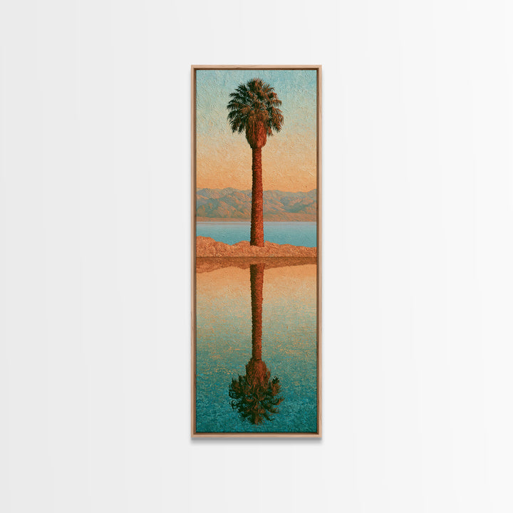 Palm Oasis Reflected Framed Canvas Print, Desert Art, Boho Decor, Southwestern Decor, Fine Art, Desert, Neutral Decor, DES-1x3-3