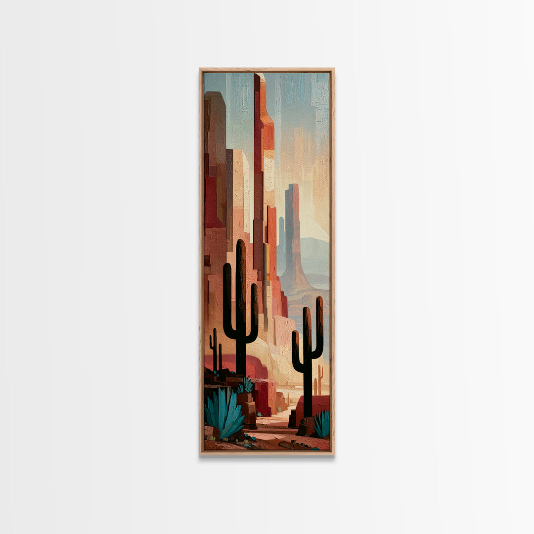 Terracotta and Cream Geometric Landscape Framed Canvas Print, Desert Art, Fine Art Print, Southwestern Decor, Fine Art, Desert, DES-1x3-30