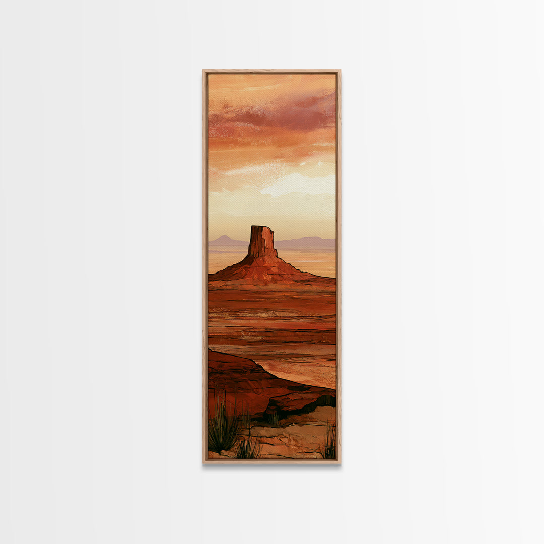 Abstract Mesa Landscape Canvas Print, Desert Art, Digital Download Art, Southwestern Decor, Oil Painting, Desert, DES-1x3-39