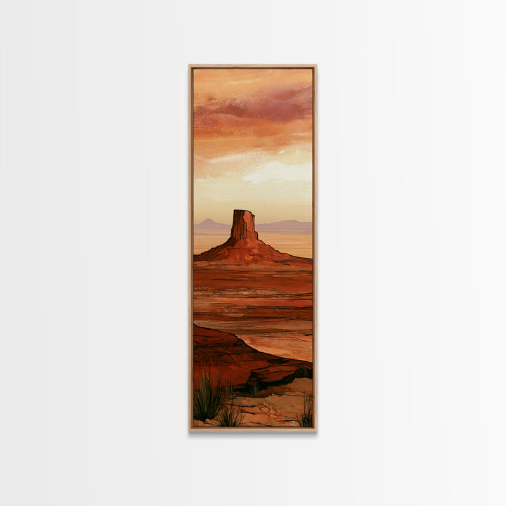 Abstract Mesa Landscape Canvas Print, Desert Art, Digital Download Art, Southwestern Decor, Oil Painting, Desert, DES-1x3-39