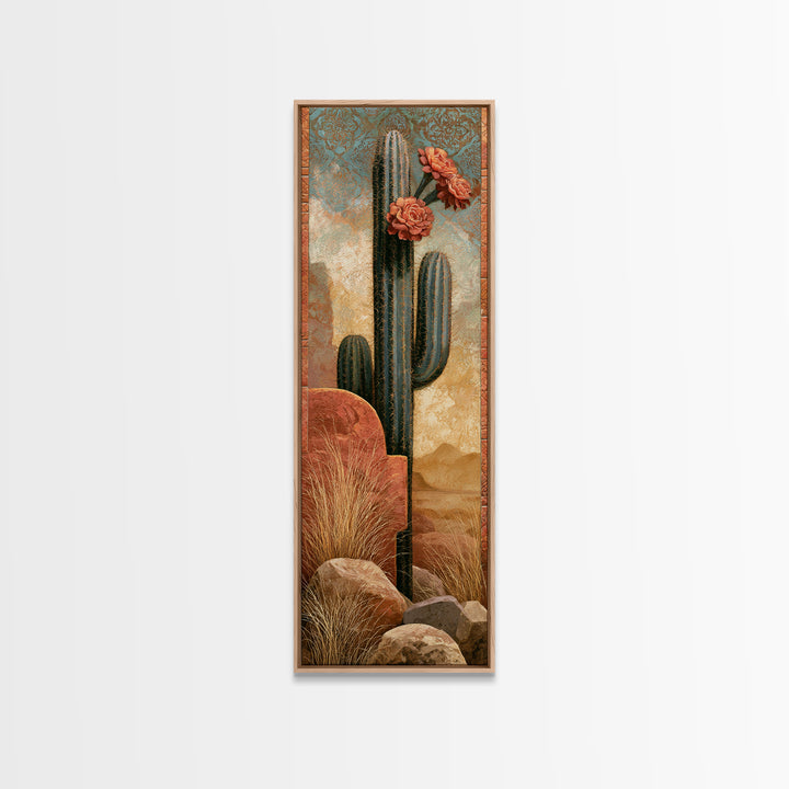 Cactus Botanical Plate Canvas Print, Desert Art, Digital Download Art, Southwestern Decor, Watercolor Art, Desert, DES-1x3-68