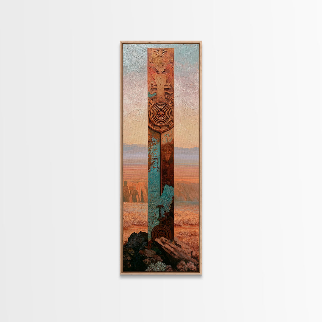 Ancient Desert Petroglyph Design Canvas Print, Desert Art, Digital Download Art, Southwestern Decor, Watercolor Art, Desert, DES-1x3-81
