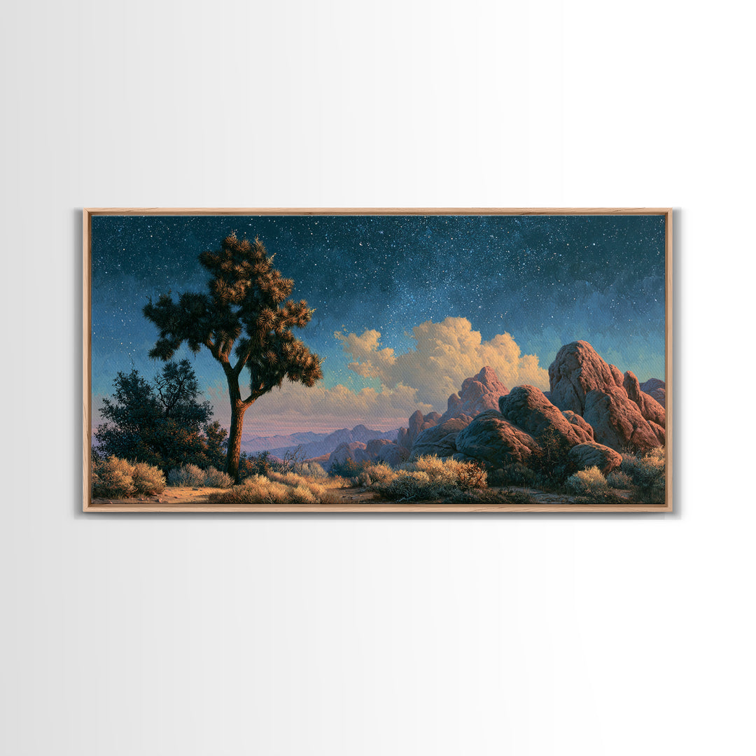 Joshua Tree under Star Filled Night Canvas Print, Desert Art, Wall Decor, Southwestern Decor, Desert, Living Room Decor, DES-2x1-2