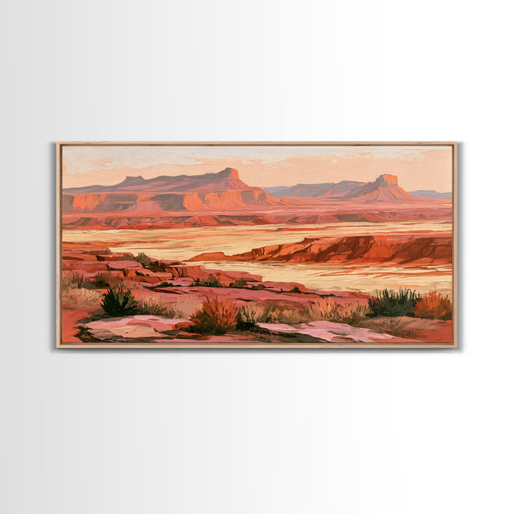 Abstract Mesa Landscape Framed Canvas Print, Desert Art, Original Art, Southwestern Decor, Fine Art, Desert, Landscape Wall Art, DES-2x1-23
