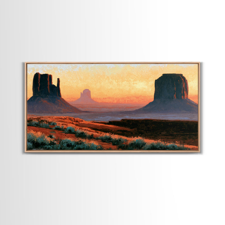 Monument Valley Silhouette Canvas Print, Desert Art, Bedroom Wall Art, Southwestern Decor, Fine Art, Desert, Fine Art Print, DES-2x1-53