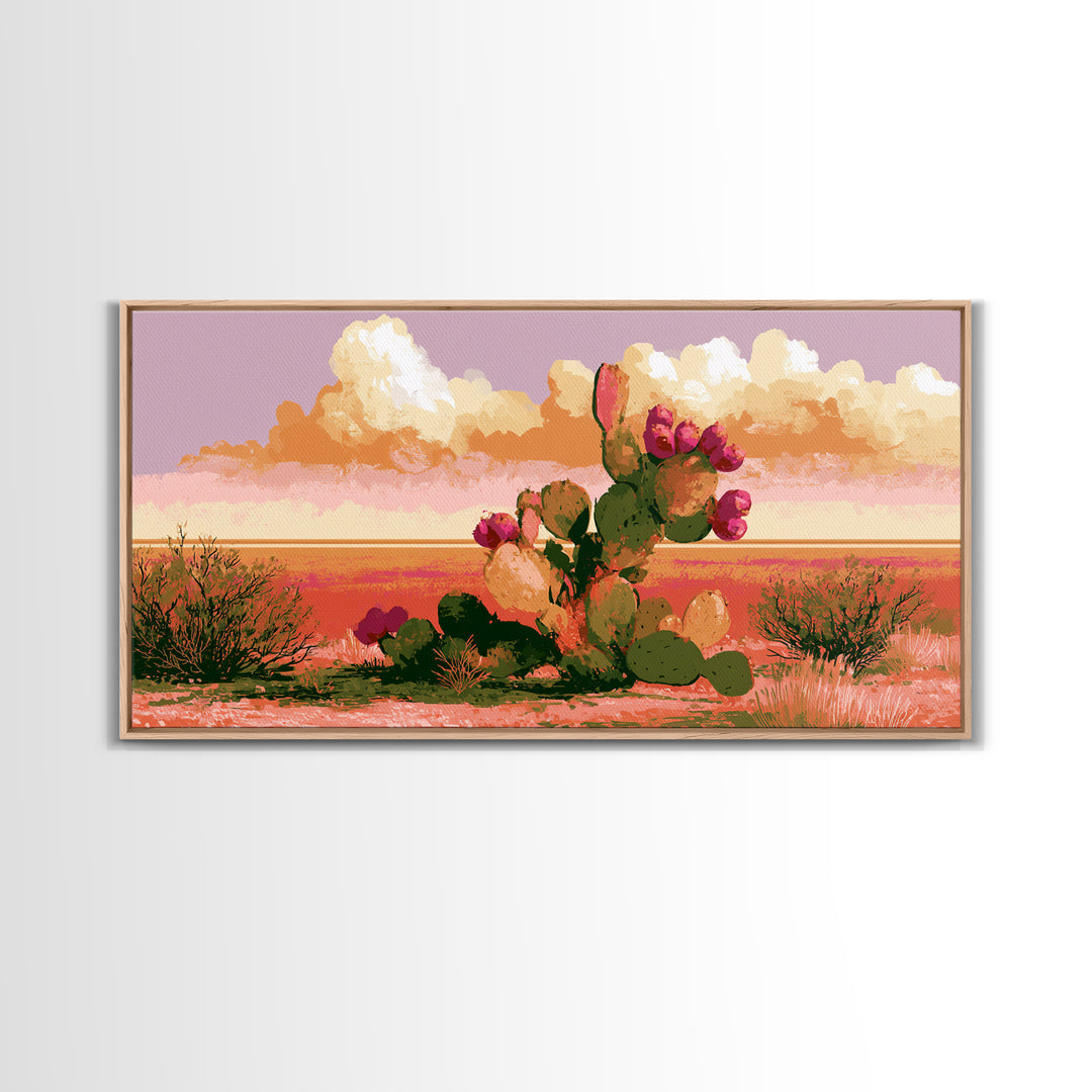 Prickly Pear Cactus Canvas Print, Desert Art, Bedroom Wall Art, Southwestern Decor, Fine Art, Desert, Fine Art Print, DES-2x1-63
