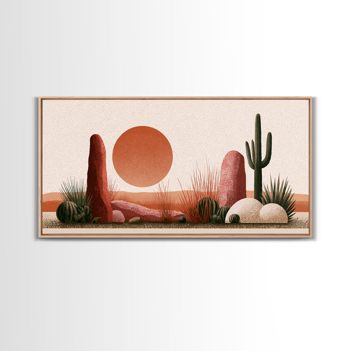 Minimal Beige Sun Canvas Print, Desert Art, Printable Wall Art, Southwestern Decor, Watercolor Art, Desert, Modern Wall Art, DES-2x1-66