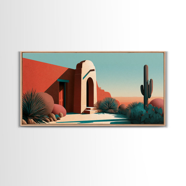 Adobe Doorway with Turquoise Shadow Canvas Print, Desert Art, Western Decor, Southwestern Decor, Fine Art, Desert, Modern Decor, DES-2x1-73