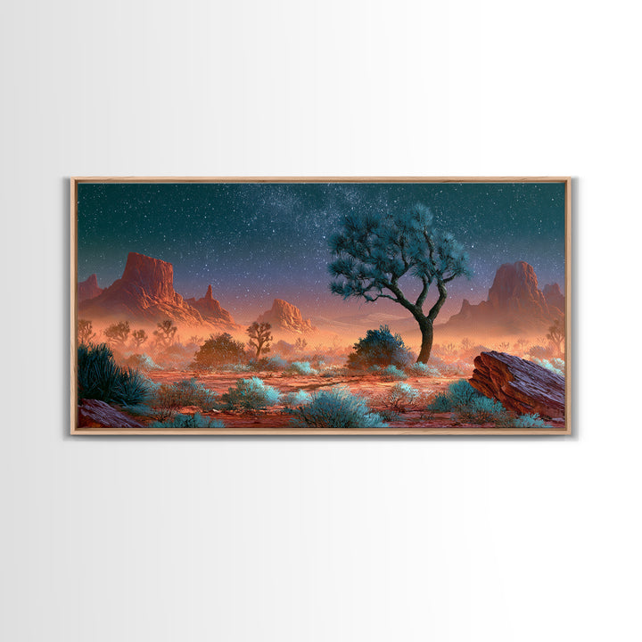 Joshua Tree under Star Filled Night Canvas Print, Desert Art, Printable Art, Southwestern Decor, Desert, Colorful Wall Art, DES-2x1-74