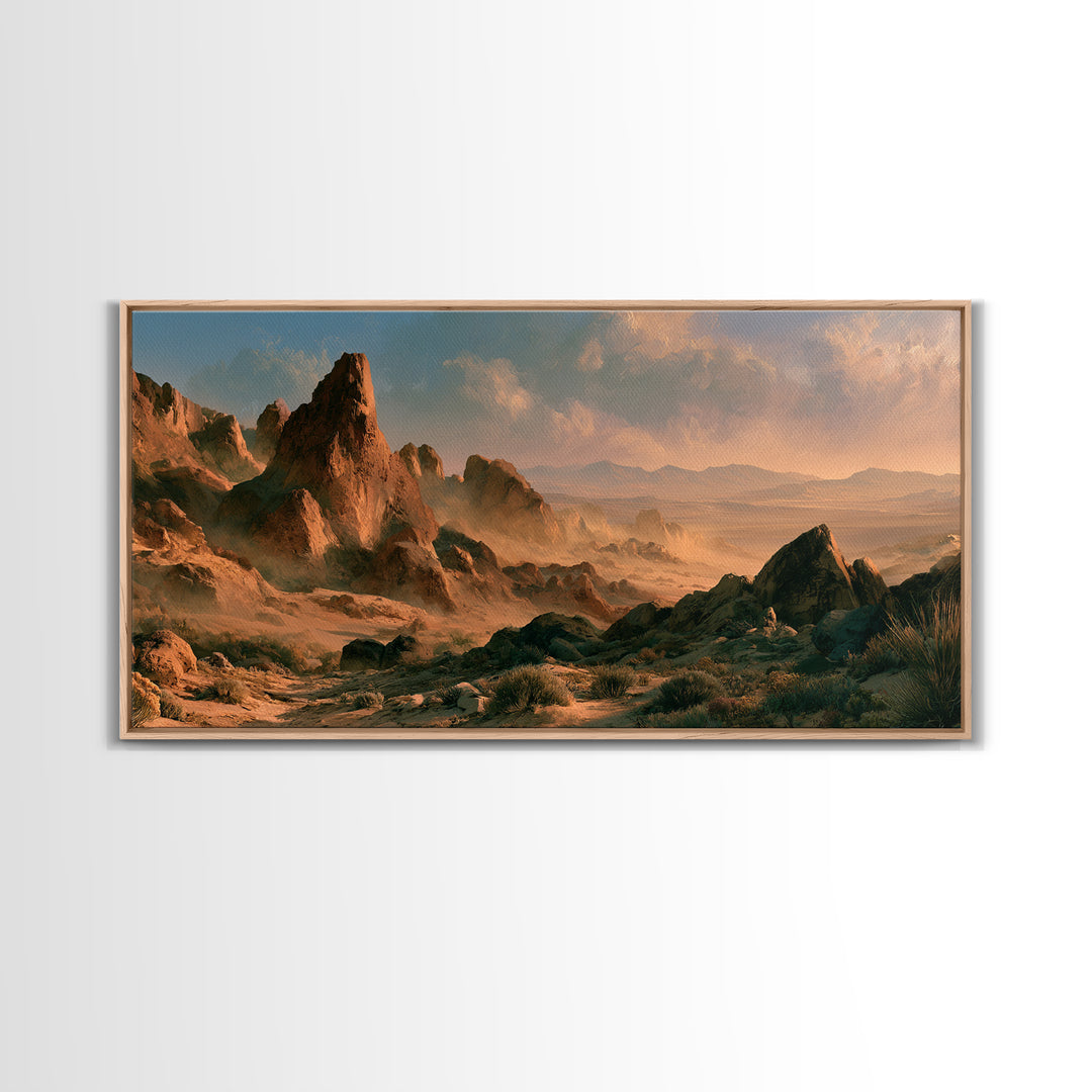 Ancient Desert Petroglyph Design Canvas Print, Desert Art, Landscape Wall Art, Southwestern Decor, Oil Painting, Desert, DES-2x1-89