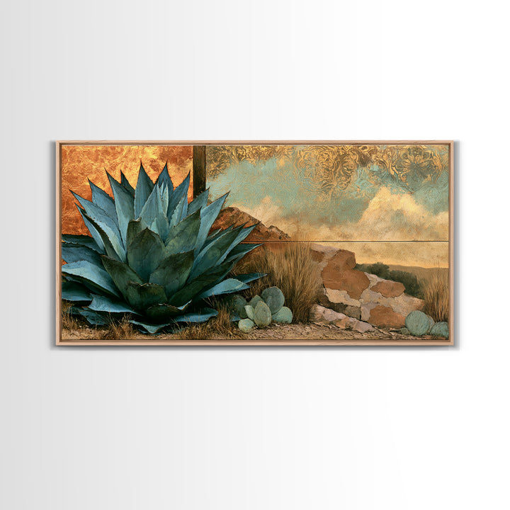 Agave Plant Closeup Framed Canvas Print, Desert Art, Abstract Wall Art, Southwestern Decor, Desert, Digital Download Art, DES-2x1-92