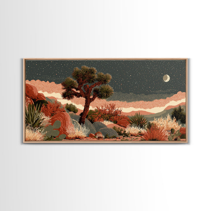Joshua Tree under Star Filled Night Canvas Print, Desert Art, Printable Art, Southwestern Decor, Desert, Colorful Wall Art, DES-2x1-98