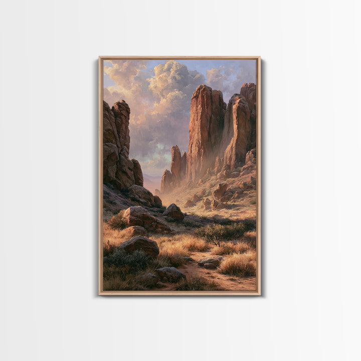 Sandstone Canyon with Dramatic Light Beam Framed Canvas Print, Desert Art, Contemporary Art, Southwestern Decor, Desert, DES-2x3-24